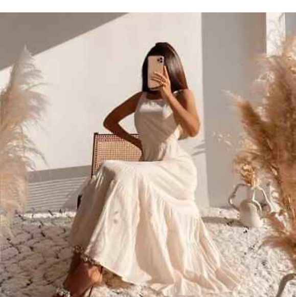 Zara Cream Maxi Midi Dress Flowy Rustic Boho BNWT - Picture 3 of 9